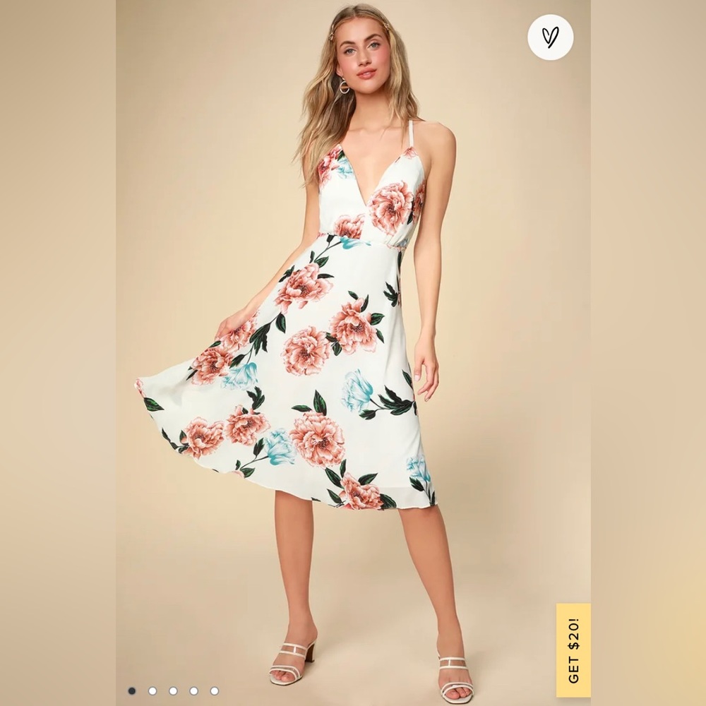 Lulus spaghetti strap midi floral dress NWT